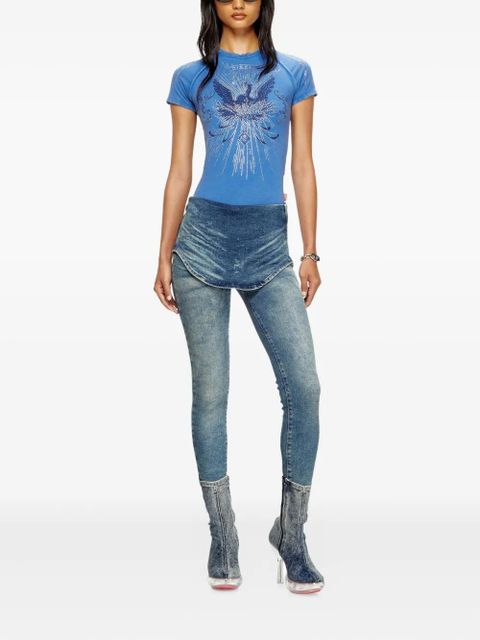 Diesel rhinestone-embellished raglan-sleeve T-shirt - Blue - zdjęcie produktu nr 2