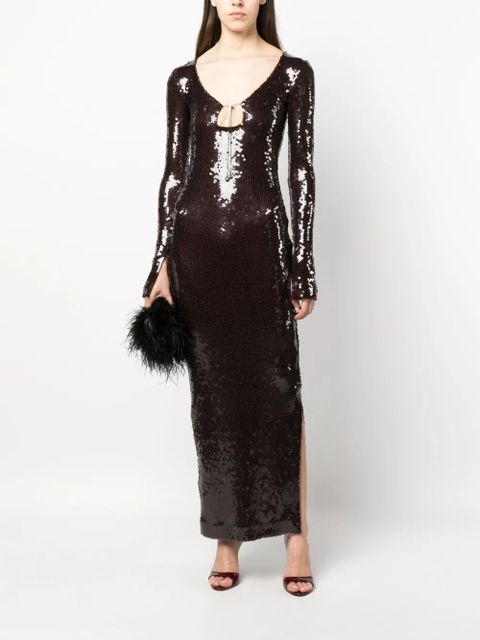 16Arlington Solaria sequin-embellished maxi dress - Brown