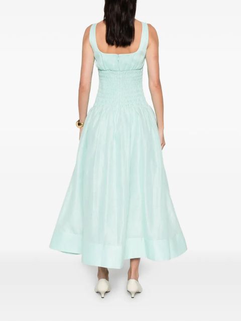 Self-Portrait shirred-panel midi dress - Green