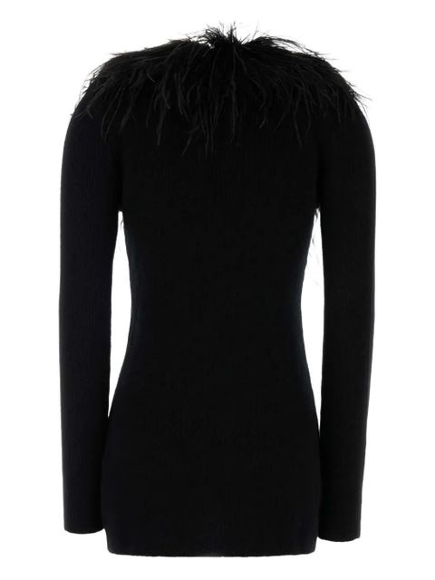 Blumarine feather-trim wool cardigan - Black - zdjęcie produktu nr 2
