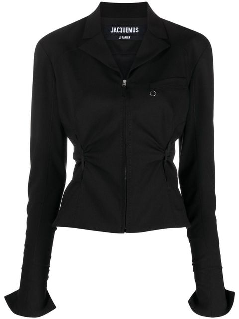 Jacquemus Neru cut-out zip-up fitted jacket - Black - zdjęcie produktu nr 1