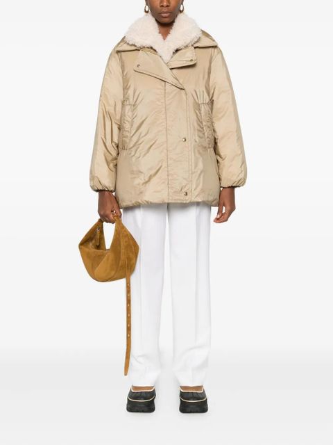Moncler Voue sherpa-collar quilted jacket - Neutrals
