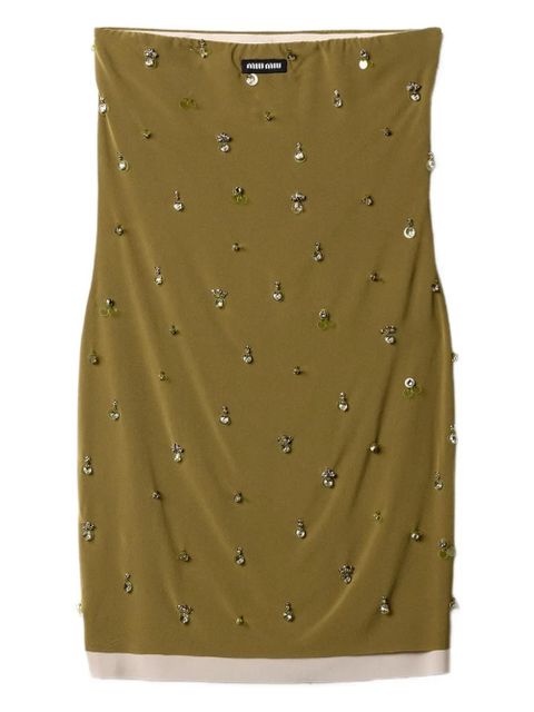 Miu Miu knit logo label mini-dress - Green - zdjęcie produktu nr 1