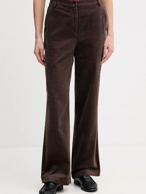 Sisley spodnie damskie kolor brązowy proste high waist 49L0LF07U - zdjęcie produktu nr 1