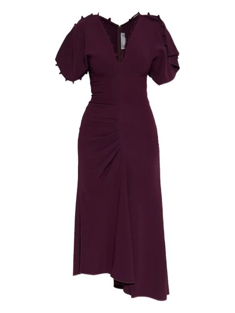 Victoria Beckham ruffled-sleeve asymmetric midi dress - Red - zdjęcie produktu nr 1
