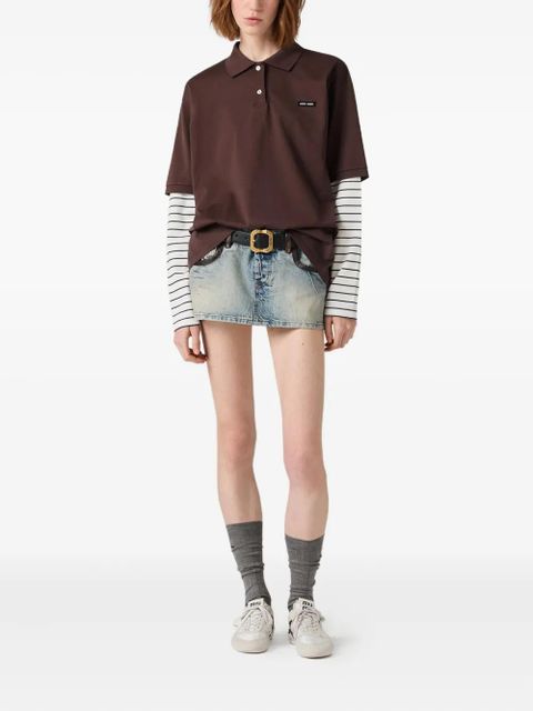 Miu Miu striped-sleeve polo shirt - Brown - zdjęcie produktu nr 2