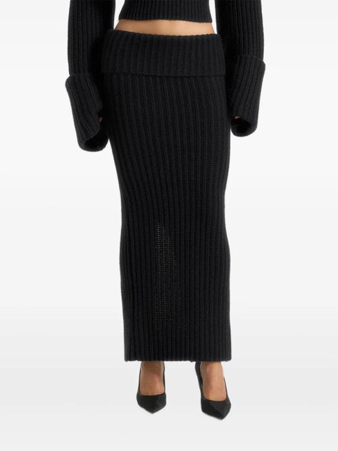 Manière De Voir Lyra foldover knit maxi skirt - Black