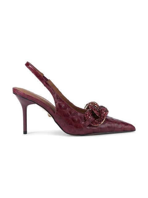 Kurt Geiger London szpilki skórzane Crystal Chain Slingback kolor czerwony 4986554719 - zdjęcie produktu nr 1