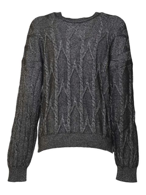 SOLOTRE cable-knit V-neck sweater - Grey - zdjęcie produktu nr 2