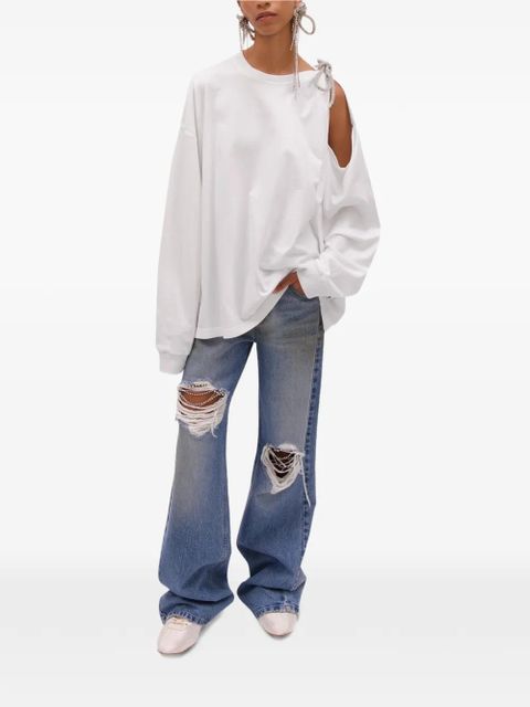 AREA crystal-knot cut-out T-shirt - White