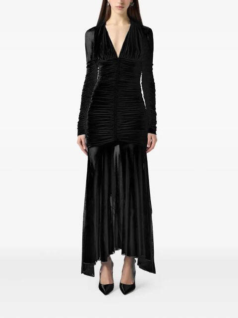 Blumarine ruched long-sleeve gown - Black