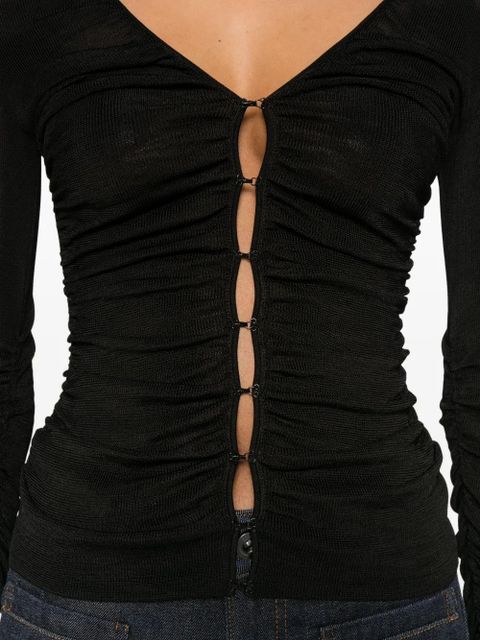 Self-Portrait button-detailed long-sleeve t-shirt - Black - zdjęcie produktu nr 2