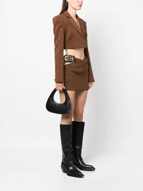 Coperni Swipe triangular leather tote bag - Black