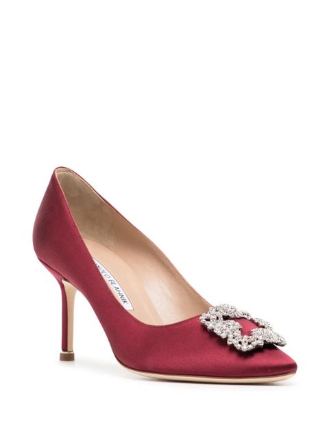 Manolo Blahnik Hangisi 70mm crystal-buckle pumps - Red - zdjęcie produktu nr 2