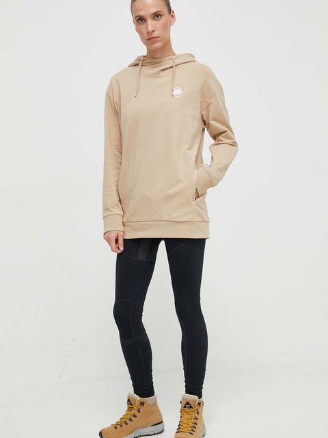 Mammut bluza dresowa ML Hoody Original kolor beżowy z kapturem z nadrukiem