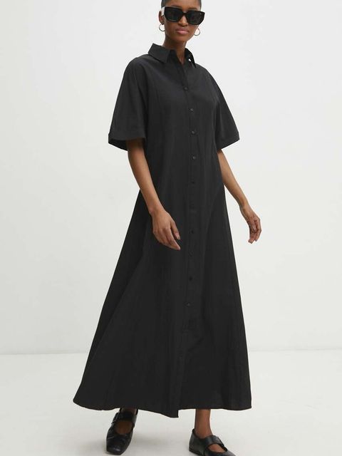 Answear.LAB sukienka kolor czarny maxi rozkloszowana