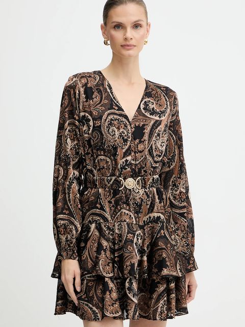 Guess sukienka CLARISSE kolor brązowy mini rozkloszowana W5BK53 W2770 - zdjęcie produktu nr 1