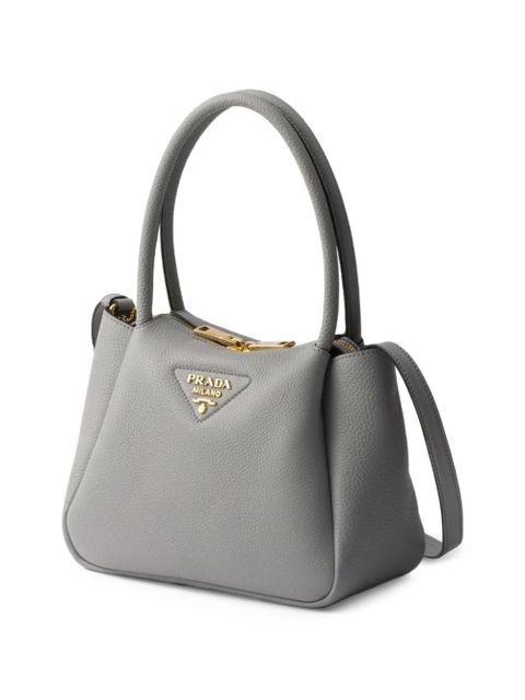 Prada logo-detail leather tote bag - Grey