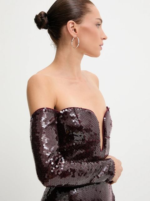 Bardot sukienka kolor bordowy midi dopasowana 59908DB - zdjęcie produktu nr 2