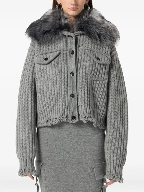 Blumarine cropped ribbed cardigan - Grey - zdjęcie produktu nr 2