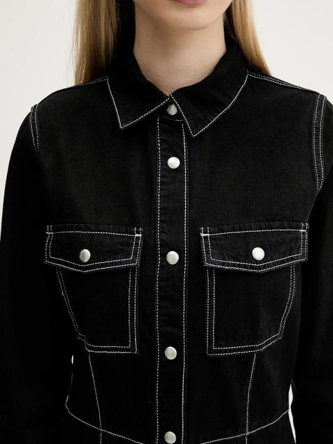 Karl Lagerfeld Jeans sukienka jeansowa kolor czarny midi prosta A3W13015