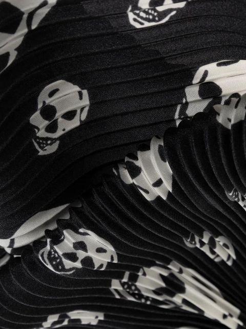 Alexander McQueen skull-print plissé scarf - Black