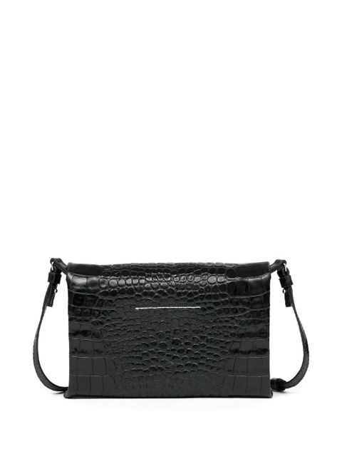 MM6 Maison Margiela small croco-embossed shoulder bag - Black