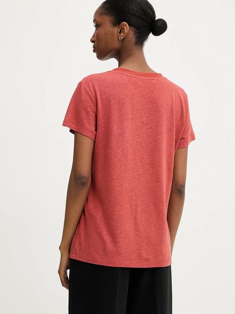 Karl Lagerfeld t-shirt lniany damski kolor czerwony A3W17070 - zdjęcie produktu nr 2