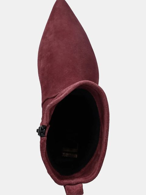 Answear.LAB botki zamszowe kolor bordowy na słupku