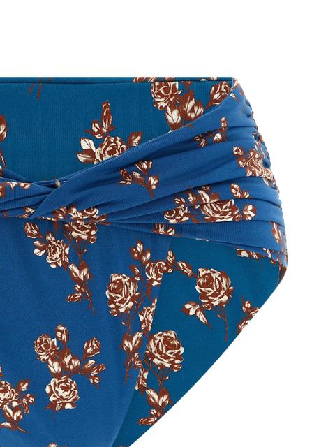 Magda Butrym floral-print ruched bikini briefs - Blue
