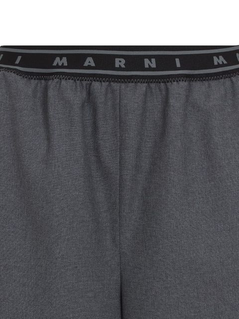 Marni logo-band wool trousers - Grey