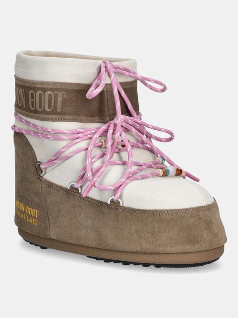Moon Boot śniegowce zamszowe MB X GIR ICON LOW SUEDE BEADS kolor beżowy 80D1409730-BL43 - zdjęcie produktu nr 1