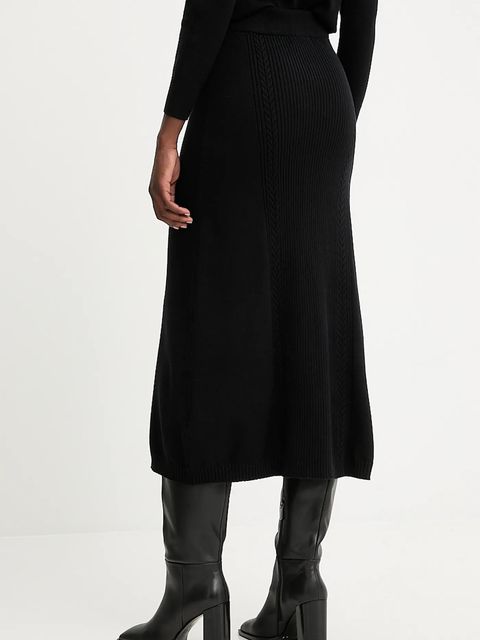 Answear.LAB spódnica z kaszmirem kolor czarny midi rozkloszowana
