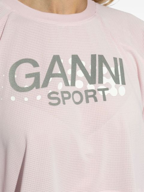 GANNI performance crop top with logo - Pink