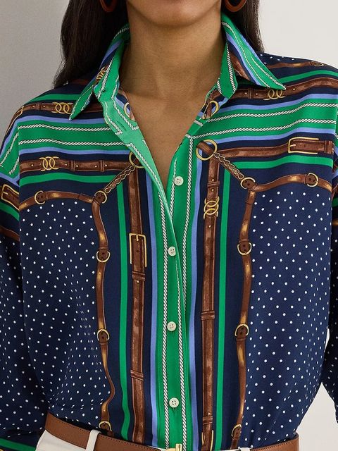 Lauren Ralph Lauren koszula damska kolor niebieski relaxed z kołnierzykiem klasycznym 200P03687