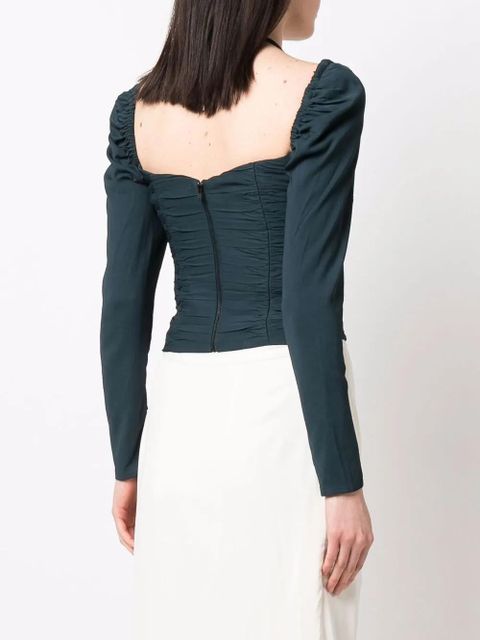 Self-Portrait crepe cut-out top - Blue