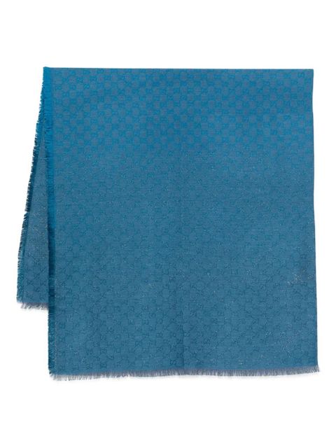 Gucci monogram fringed scarf - Blue - zdjęcie produktu nr 1
