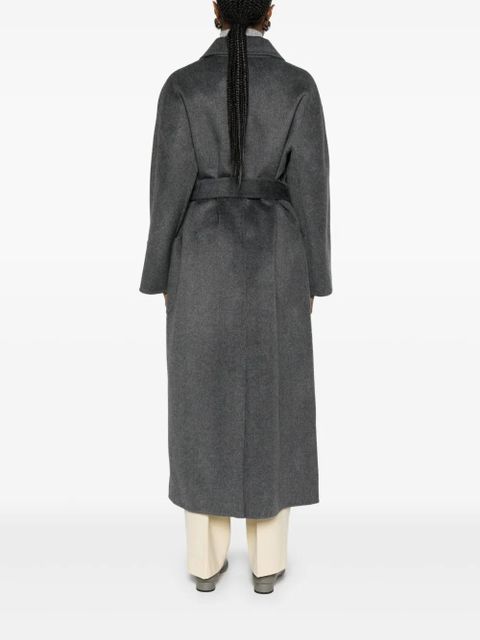 SOLOTRE peak-lapels belted coat - Grey