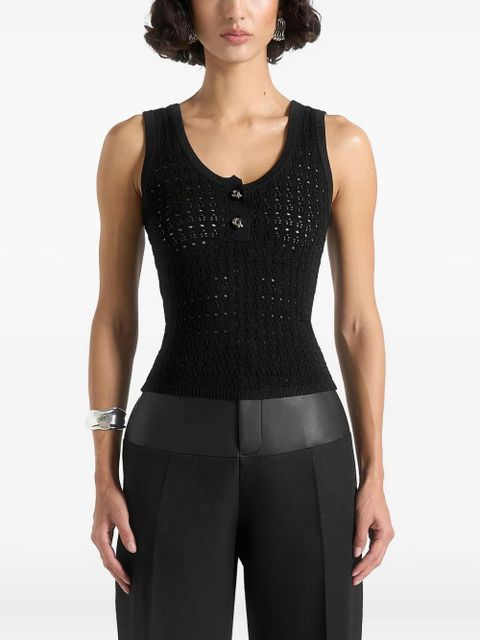 Manière De Voir Nora knot-button pointelle knitted vest - Black - zdjęcie produktu nr 1