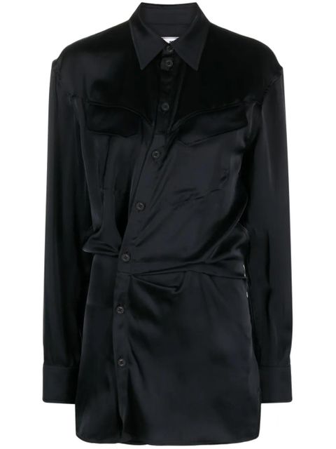 Off-White ruched asymmetric shirt dress - Black - zdjęcie produktu nr 1