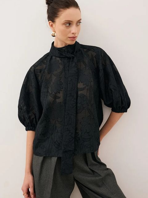 Bizuu koszula AZALEA damskie kolor czarny regular ze stójką AZALEA CZARNY