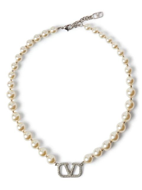 Valentino Garavani VLogo Signature pearl necklace - Neutrals - zdjęcie produktu nr 1