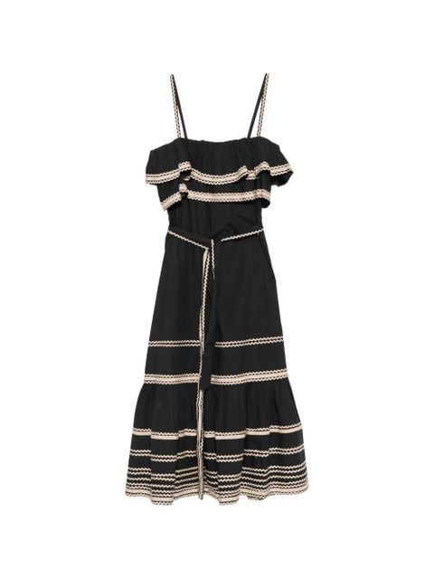 Ulla Johnson Lucian ruffled midi dress - Black - zdjęcie produktu nr 1