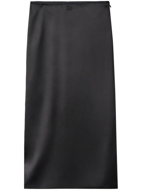 Miu Miu high-waist midi silk skirt - Black - zdjęcie produktu nr 1