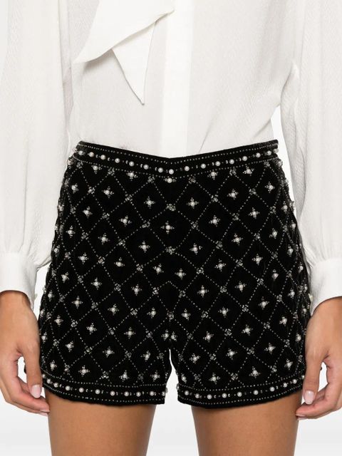 TWINSET embellished velvet shorts - Black
