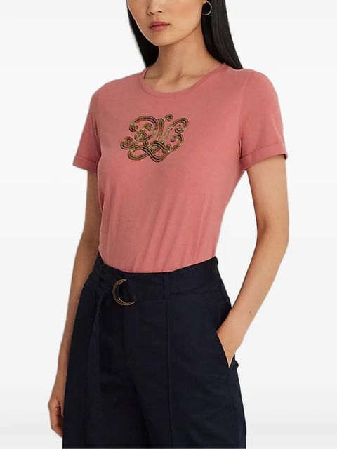 Lauren Ralph Lauren logo-beaded T-shirt - Pink - zdjęcie produktu nr 1
