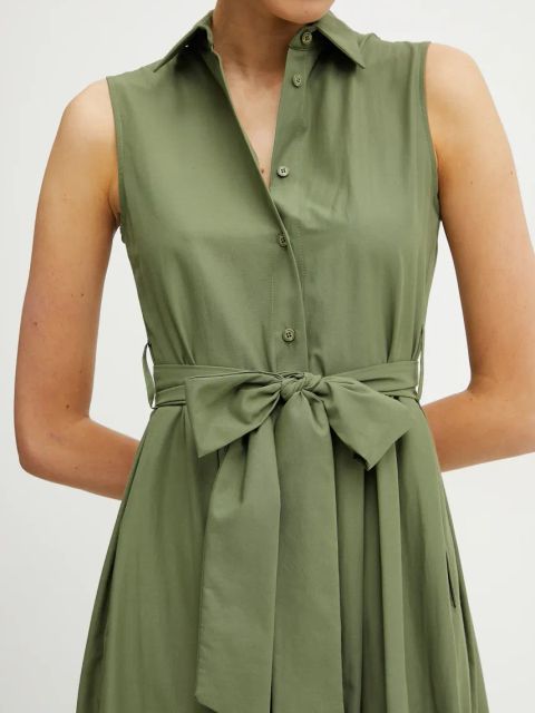 Silvian Heach sukienka PORDERO kolor zielony midi rozkloszowana GPP25450VE