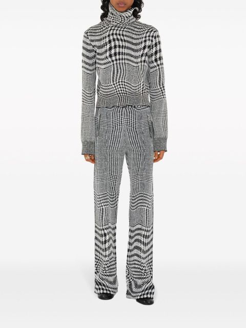Burberry warped houndstooth jacquard wool-blend trousers - Black