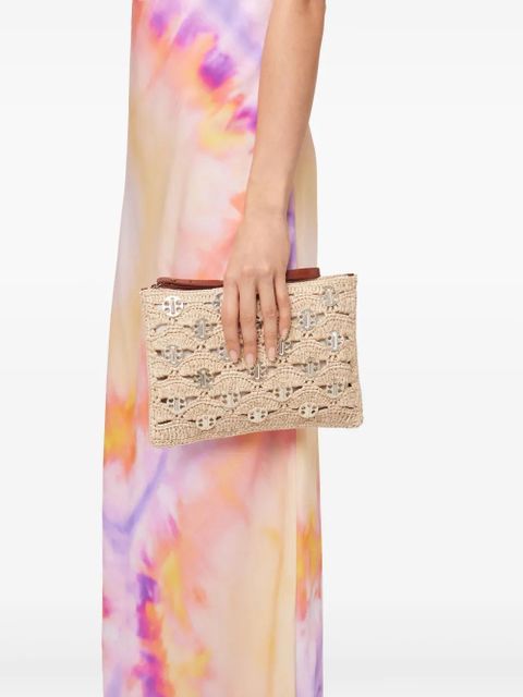 Rabanne lurex-detail clutch bag - Neutrals