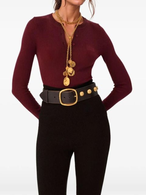 Chloé ribbed Henley T-shirt - Red - zdjęcie produktu nr 2